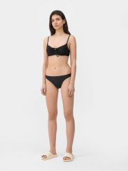 4F Dół od bikini z materiałów z recyklingu damski XL. Czarne bikini damskie 4f, bez wzorów. W wyprzedaży za 9.99 zł.