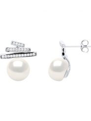 Pearline Srebrne kolczyki-wkrętki z perłami rozmiar: onesize. Białe kolczyki damskie Pearline, z cyrkonią, srebrne. Za 152.99 zł.