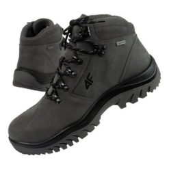 Buty trekkingowe 4F OBMH258 25S szare. Szare buty trekkingowe męskie ze skóry, za kostkę, bez zapięcia, trekkingowe. Za 640.22 zł.