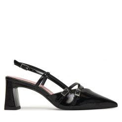 Czółenka Tamaris. Czarne czółenka damskie Tamaris, bez wzorów, bez obcasa. Za 329.99 zł.