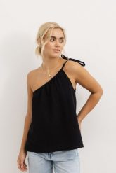 TOP HOLLY CZARNY L - Flawless. Czarne topy damskie Flawless, l, bez wzorów, ze skóry, bez kołnierzyka. Za 57.00 zł.