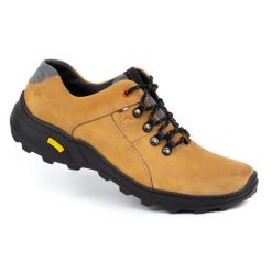 Olivier Męskie buty trekkingowe 296GT żółte. Żółte buty trekkingowe męskie ze skóry, bez zapięcia. Za 319.69 zł.