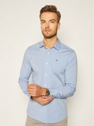 Tommy Jeans Koszula DM0DM04405 Błękitny Slim Fit. Niebieskie koszule męskie Tommy Jeans, m, bez wzorów, z bawełny, bez kołnierzyka, bez ramiączek. Za 219.99 zł.