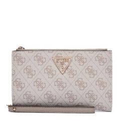 Portfel Guess. Brązowe portfele damskie Guess, z aplikacjami. Za 289.99 zł.