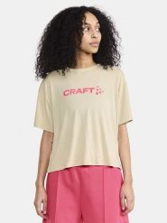 Craft Koszulka sportowa "Core Essence Bi-Blend" w kolorze beżowym rozmiar: M. Brązowe bluzki sportowe damskie Craft, m, bez wzorów, bez ramiączek. Za 70.41 zł.