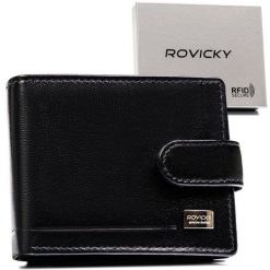 Portfel męski Rovicky CPR-021L-BAR czarny. Czarne portfele męskie ROVICKY, bez wzorów, ze skóry. Za 65.99 zł.