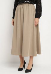 Beżowa Rozkloszowana Spódnica z Wiskozą Jenneva. Brązowe spódniczki damskie Born2be, m, bez wzorów, z wiskozy, eleganckie, maxi, rozkloszowane. Za 89.99 zł.