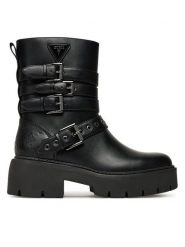Guess Botki FLTSVO FAL10 Czarny. Czarne botki damskie Guess, ze skóry, bez obcasa, na płaskiej podeszwie, bez zapięcia. Za 609.99 zł.