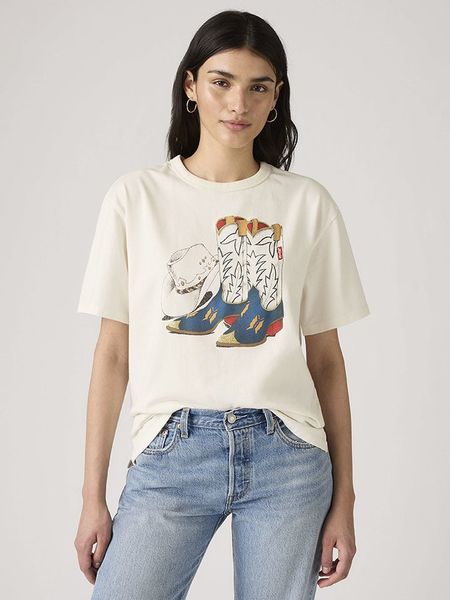 Levi's Koszulka w kolorze kremowym rozmiar: XS. Brązowe bluzki damskie Levi's, s, bez wzorów, z bawełny, bez kołnierzyka. Za 104.95 zł.