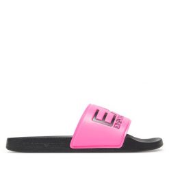 Klapki EA7 Emporio Armani. Czerwone klapki damskie EA7 Emporio Armani, bez wzorów, bez obcasa. Za 189.99 zł.
