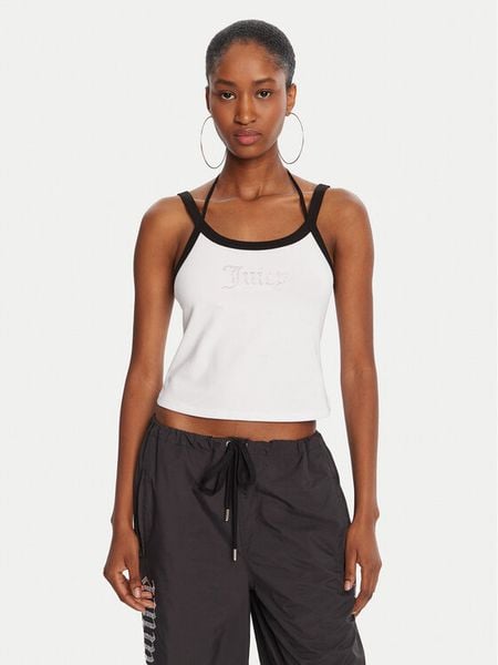 Juicy Couture Top Amira JCWCT225302 Biały Slim Fit. Białe topy damskie Juicy Couture, xxs, bez wzorów, z bawełny, bez kołnierzyka. Za 89.99 zł.