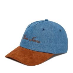 Czapka z daszkiem Guess Jeans. Niebieskie czapki z daszkiem damskie Guess Jeans, z aplikacjami, z jeansu. Za 79.99 zł.