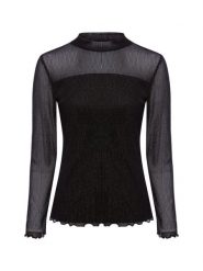 S.Oliver BLACK LABEL Koszulka z siateczki Kobiety Sztuczne włókno czarny|srebrny, 44. Czarne t-shirty damskie s.Oliver Black Label, s, bez wzorów, z włókna, bez kołnierzyka. Za 179.95 zł.