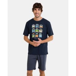 Piżama męska rozm. L P 241310 krótki rękaw Marino. Niebieskie piżamy męskie Massana Homewear, l, bez wzorów, z bawełny, bez ramiączek. Za 234.00 zł.