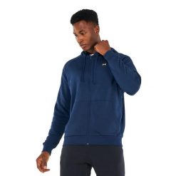 Męska Bluza Z Kapturem Rival Fleece Full Zip. Niebieskie bluzy sportowe męskie Under Armour, bez wzorów, z bawełny, bez kołnierzyka, bez ramiączek. Za 298.35 zł.