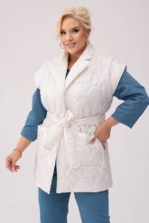 Pikowana żakietowa kamizelka Agnes w kolorze ecru OVERSIZE PLUS SIZE XXL WIOSNA. Kamizelki damskie Moda Size Plus Iwanek, l, z poliesteru, krótkie. W wyprzedaży za 99.90 zł.