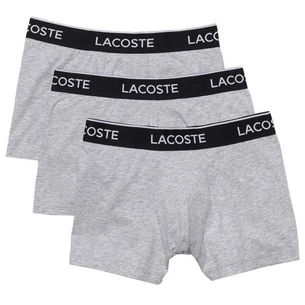 Bokserki Lacoste szare, zestaw 3 sztuk. Szare bokserki męskie Lacoste, bez wzorów, z bawełny. Za 204.75 zł.