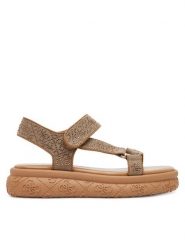 Guess Sandały FLJLD2 FAL03 Brązowy. Brązowe sandały damskie Guess, z aplikacjami, z materiału, bez obcasa, na płaskiej podeszwie. Za 339.99 zł.