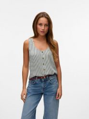 Vero Moda Top w kolorze biało-zielonym rozmiar: M. Białe topy damskie Vero Moda, m, bez wzorów, z wiskozy, bez kołnierzyka. Za 69.99 zł.
