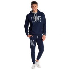 Bluza z bawełna z kaptur na co dzień na siłownię. Niebieskie bluzy z kapturem męskie LEONE 1947 APPAREL, m, z bawełny. Za 247.55 zł.