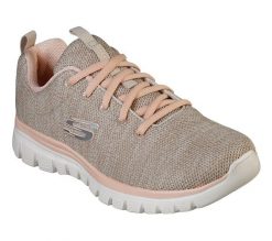Buty do chodzenia damskie Skechers Graceful Twisted Fortune. Brązowe buty sportowe na co dzień damskie Skechers, bez wzorów, z materiału, trekkingowe. Za 278.00 zł.
