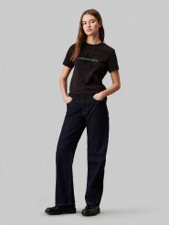 CALVIN KLEIN JEANS Koszulka w kolorze czarnym rozmiar: S. Czarne bluzki damskie Calvin Klein Jeans, s, bez wzorów, z bawełny, bez kołnierzyka, bez ramiączek. Za 127.35 zł.