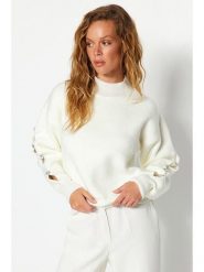 Trendyol Sweter w kolorze kremowym rozmiar: S. Brązowe golfy damskie Trendyol, s, bez wzorów, ze splotem, bez ramiączek. Za 97.95 zł.