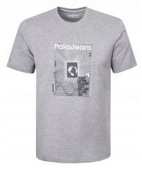 T-Shirt (Koszulka) Męska - Pako Jeans - Napis, Nadruk, Popielata. Szare t-shirty męskie Pako Jeans, l, bez wzorów, z bawełny, bez kołnierzyka. Za 69.00 zł.