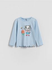 Koszulka Kicia Kocia - jasnoniebieski. Niebieskie koszulki dziewczęce Reserved, m, bez wzorów, z bawełny, bez ramiączek. Za 39.99 zł.