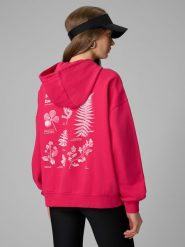 4F Bluza dresowa loose z kapturem damska - różowa S. Czerwone bluzy z kapturem damskie 4f, s, z bawełny. Za 189.99 zł.