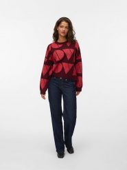 Vero Moda Sweter w kolorze bordowym rozmiar: XS. Czerwone swetry klasyczne damskie Vero Moda, xs, z wełny, bez kołnierzyka. Za 91.56 zł.
