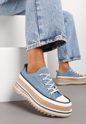 Niebieskie Trampki na Grubej Podeszwie przed Kostkę Aneerla. Niebieskie trampki i tenisówki damskie Born2be, bez wzorów, z jeansu, przed kostkę. Za 89.99 zł.