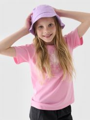4F T-shirt regular z nadrukiem dziewczęcy - różowy 128 (7-8 lat). Czerwone koszulki dziewczęce 4f, bez wzorów, z bawełny, bez ramiączek. W wyprzedaży za 19.99 zł.