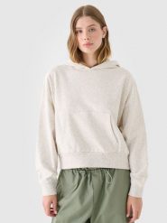 4F Bluza dresowa nierozpinana z kapturem damska - beżowa XXL. Brązowe bluzy sportowe damskie 4f, xs, z bawełny. W wyprzedaży za 69.99 zł.