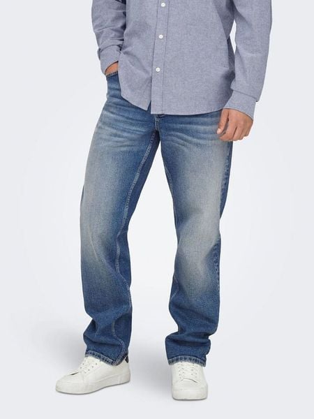ONLY & SONS Dżinsy "Edge" - Straight fit - w kolorze niebieskim rozmiar: W30/L30. Niebieskie jeansy męskie Only & Sons. Za 124.11 zł.