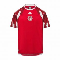Koszulka wyjazdowa Tunezja Coupe du Monde 2026. Białe t-shirty sportowe męskie Kappa, l, z materiału, bez ramiączek, do piłki nożnej. Za 452.12 zł.