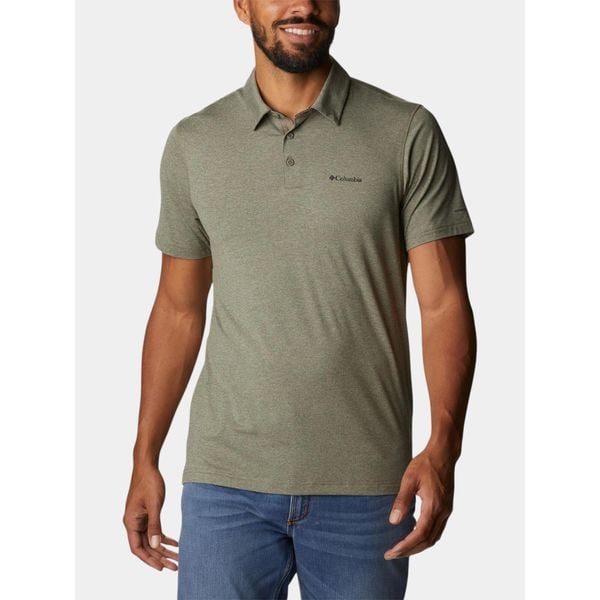 Koszulka polo męska Columbia Tech Trail. Zielone koszulki polo męskie Columbia, m, bez wzorów, z elastanu, bez ramiączek. Za 209.00 zł.