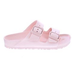 Klapki damskie Birkenstock Arizona Eva. Czerwone klapki damskie Birkenstock, bez wzorów, z materiału, bez obcasa. Za 357.00 zł.