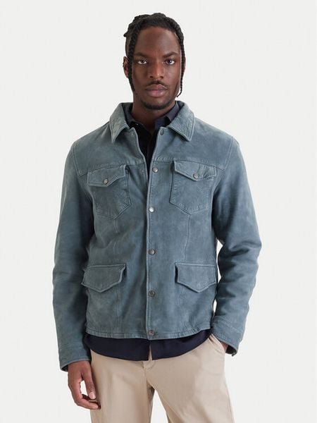 Milestone Kurtka skórzana Valerio 612205 60790 Niebieski Regular Fit. Niebieskie kurtki męskie Milestone, m, bez wzorów, z weluru, bez kaptura. Za 1,249.99 zł.