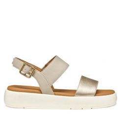 Sandały Geox. Żółte sandały damskie Geox, bez wzorów, bez obcasa, na płaskiej podeszwie. Za 409.99 zł.