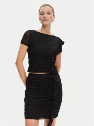 Guess Bluzka W5YP08 KCZC2 Czarny Regular Fit. Czarne bluzki damskie Guess, s, z aplikacjami, z syntetyku, bez ramiączek. Za 159.99 zł.