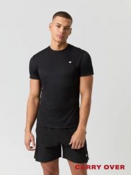 Bjorn_borg ACE LIGHT T-SHIRT z recyklingowanego poliestru. Czarne t-shirty męskie Björn Borg, m, bez wzorów, z tkaniny, bez kołnierzyka. Za 194.00 zł.