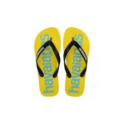 Japonki Havaianas Top Logomania 2 white /. Żółte klapki damskie Havaianas, bez wzorów, z gumy, bez obcasa. Za 119.99 zł.