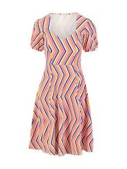 Blutsgeschwister Sukienka "Joyful Heartrainbow" w kolorze granatowo-pomarańczowo-różowym rozmiar: L. Brązowe sukienki damskie Blutsgeschwister, l, bez wzorów, z bawełny, bez kołnierzyka, bez ramiączek, midi. Za 166.88 zł.