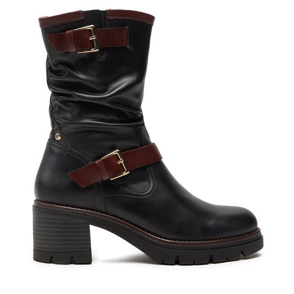 Botki Pikolinos. Czarne botki damskie Pikolinos, bez obcasa, na słupku, bez zapięcia. Za 639.99 zł.
