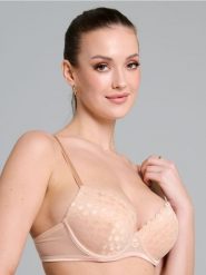 Biustonosz push-up z ozdobną koronką - kremowy. Białe biustonosze Sinsay, bez wzorów, z koronki. Za 29.99 zł.