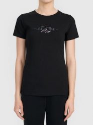 4F Koszulka w kolorze czarnym rozmiar: L. Czarne bluzki damskie 4f, l, bez wzorów, z bawełny, bez kołnierzyka, bez ramiączek. Za 43.88 zł.