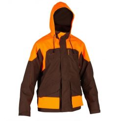 Kurtka myśliwska wodoodporna wzmocniona Solognac 520. Brązowe kurtki męskie SOLOGNAC, l, bez wzorów, z materiału, bez kaptura. Za 349.99 zł.