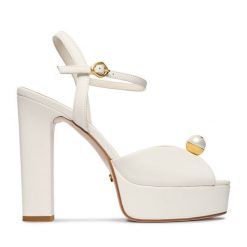 Sandały GINO ROSSI. Białe sandały damskie Gino Rossi, bez wzorów, bez obcasa, na słupku. Za 429.99 zł.