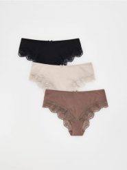 Majtki typu szorty 3 pack - brązowy. Brązowe szorty damskie Reserved, bez wzorów. Za 59.99 zł.